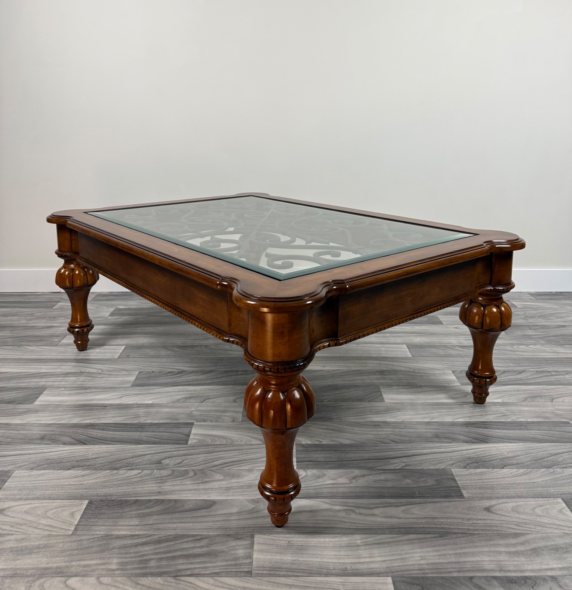 Ethan Allen Tuscany Devereaux Glass & Iron Coffee Table view 2