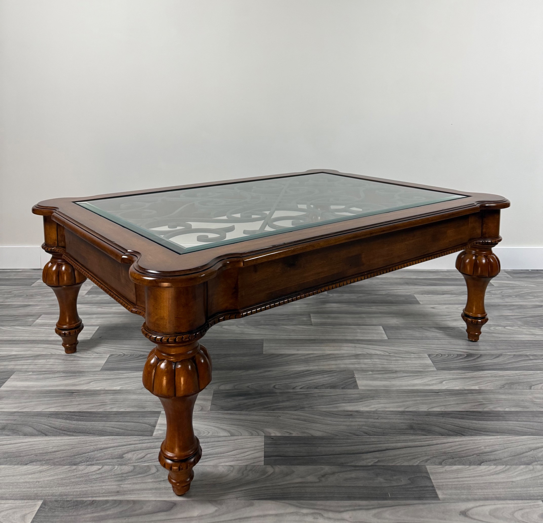 Ethan Allen Tuscany Devereaux Glass & Iron Coffee Table view 3