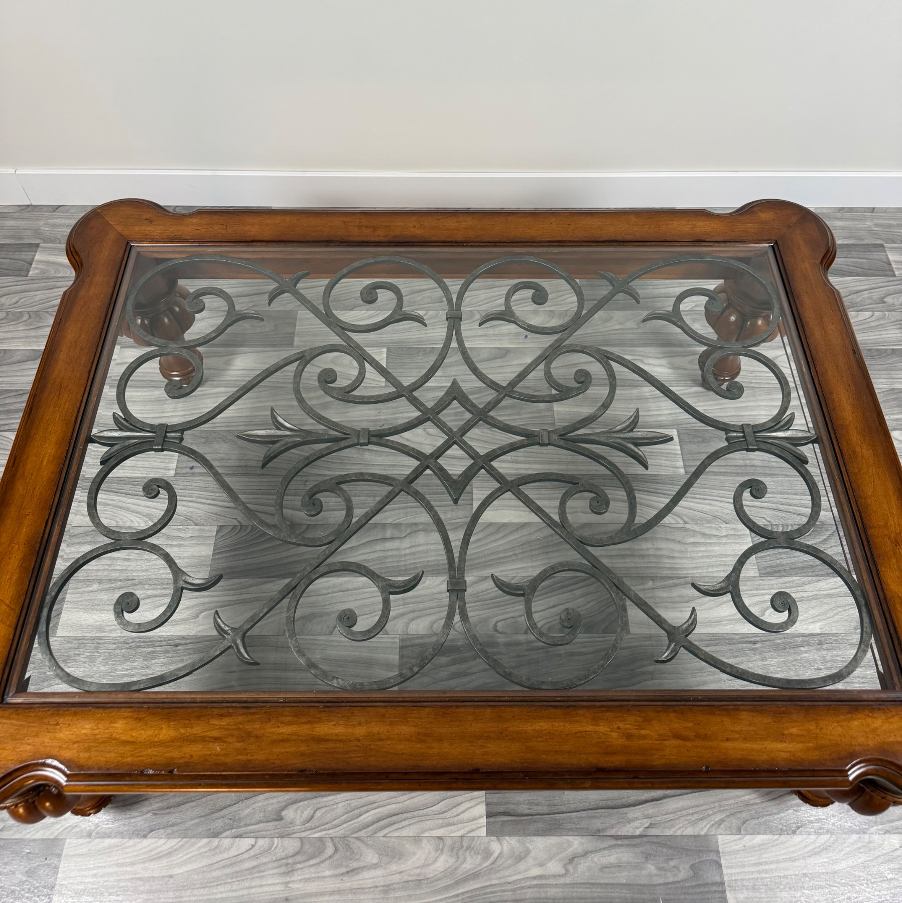 Ethan Allen Tuscany Devereaux Glass & Iron Coffee Table view 4